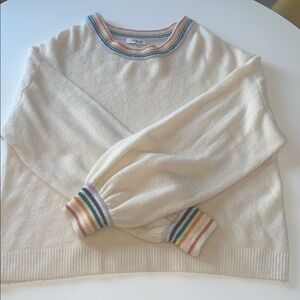 Madewell Cream Sweater with Colorful Trim